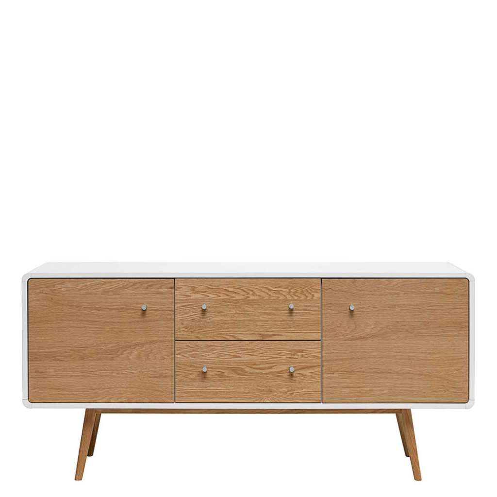 Skandi Design Sideboard in Weiß und Eiche 150 cm breit