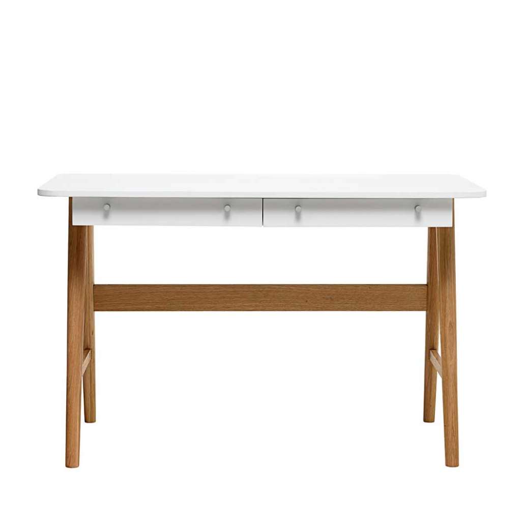 Designschreibtisch in Weiß und Eiche 120 cm breit