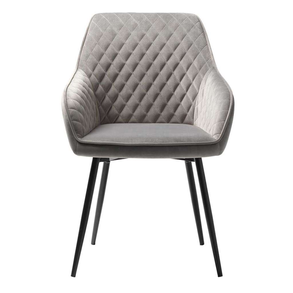 Esszimmerarmlehnstühle in Grau Samt Metallgestell (2er Set)