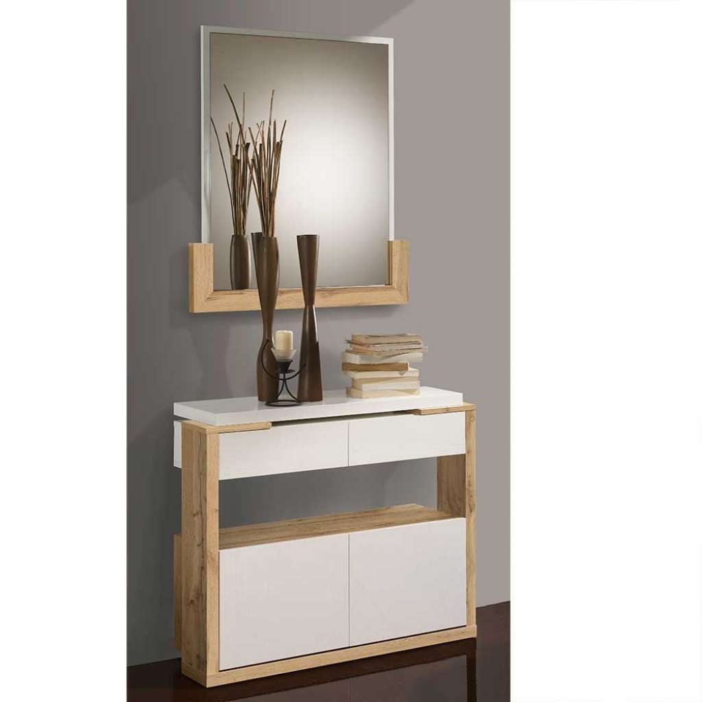 Flurmöbel in Weiß und Wildeiche Optik modern (2-teilig)
