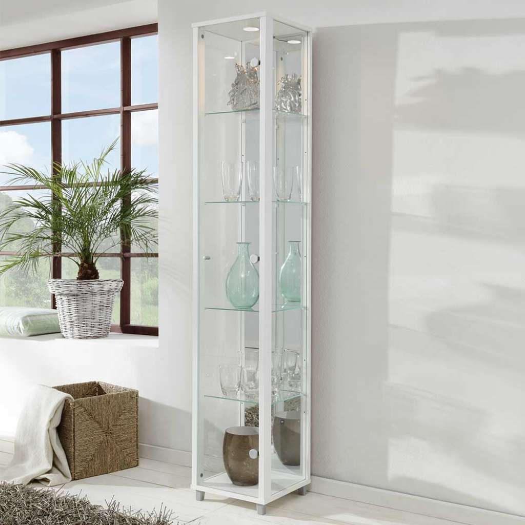 1 türige Vitrine in Weiß LED Beleuchtung
