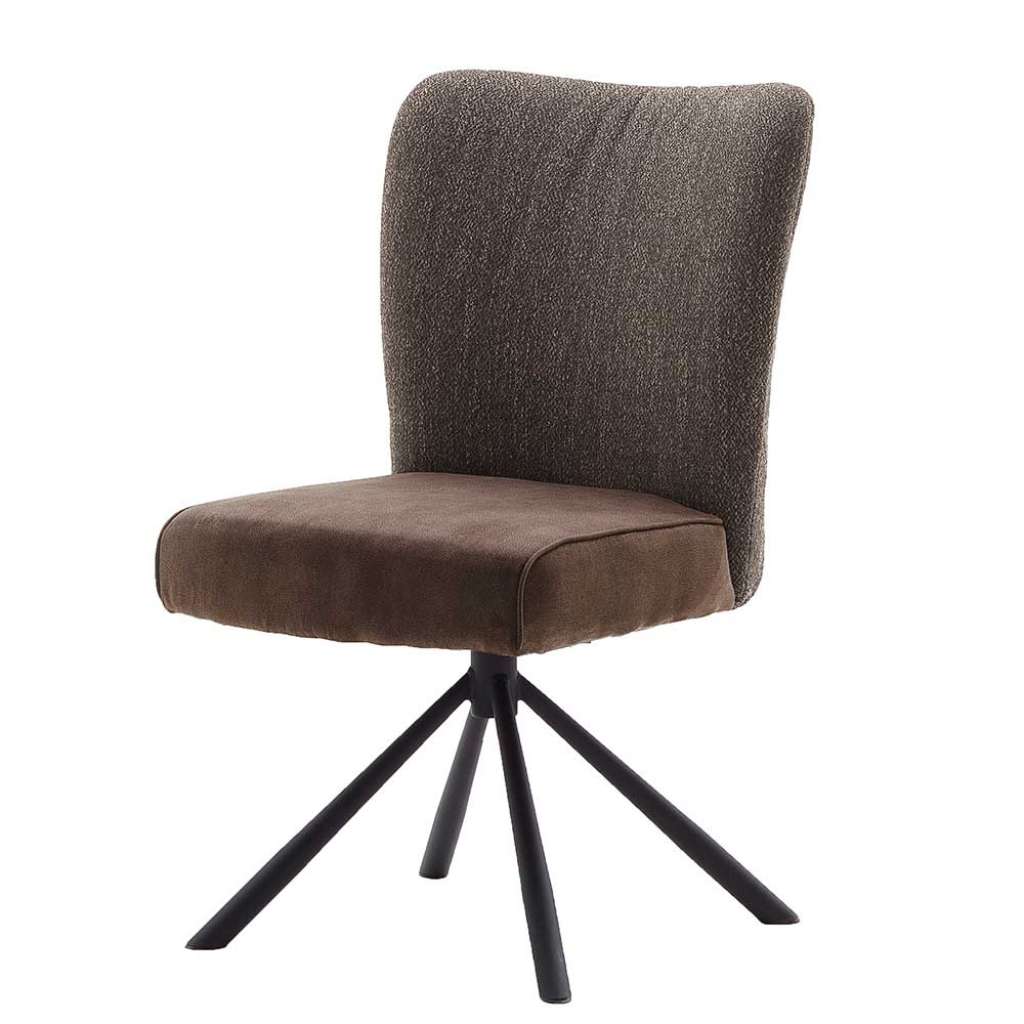 Stoff Stühle in Hellbraun und Schwarz drehbar (2er Set)