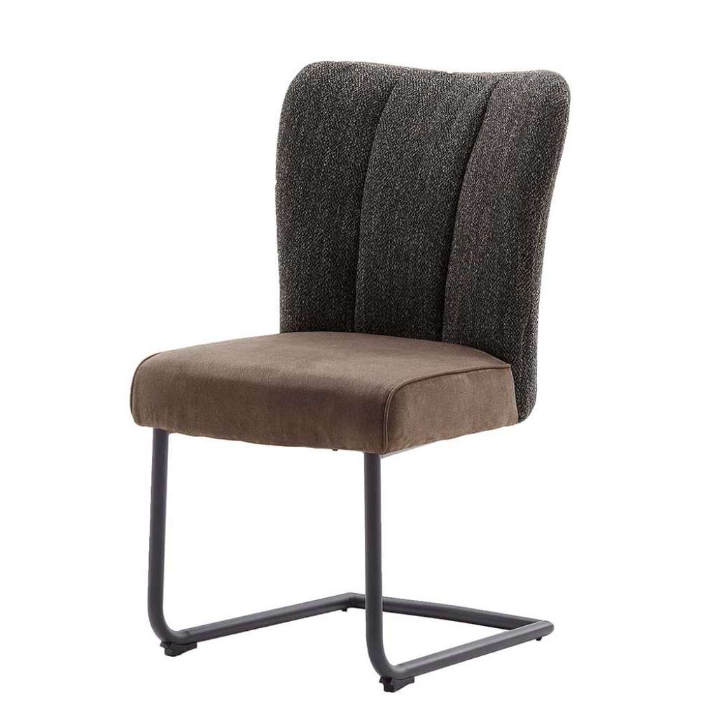 Freischwinger Stühle in Hellbraun und Anthrazit modern (2er Set)