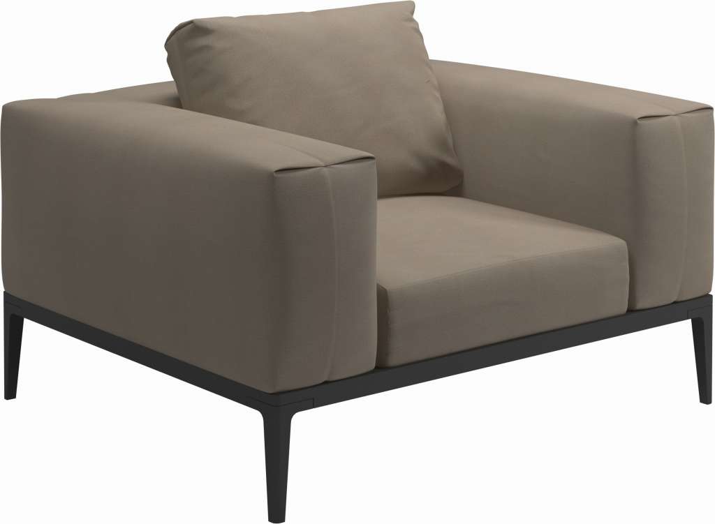 Gloster - Grid Lounge Sessel - Gestell: Meteor - Polster: 0147 - Blend Sand - outdoor