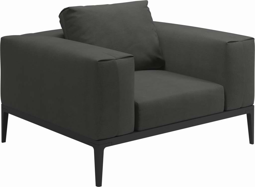 Gloster - Grid Lounge Sessel - Gestell: Meteor - Polster: 0144 - Blend Coal - outdoor