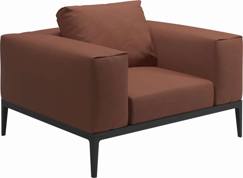 Gloster - Grid Lounge Sessel - Gestell: Meteor - Polster: 0143 - Blend Clay - outdoor