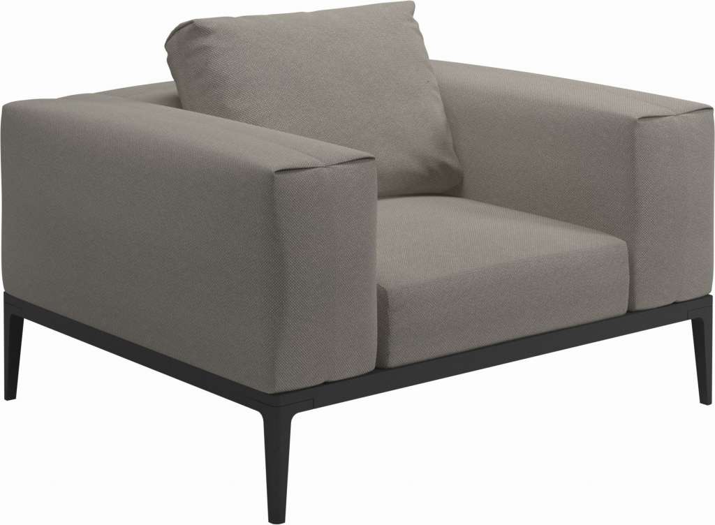 Gloster - Grid Lounge Sessel - Gestell: Meteor - Polster: 0085 - Robben Grey - outdoor