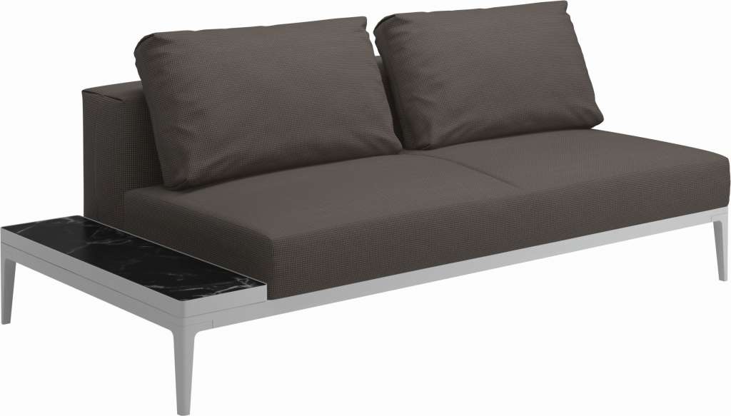 Gloster - Grid Sofa mit Tisch - Tischplatte: Ceramic - Gestell: White - Polster: 0083 - Robben Charcoal - outdoor