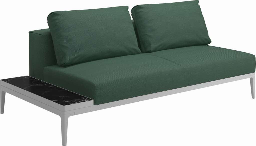 Gloster - Grid Sofa mit Tisch - Tischplatte: Ceramic - Gestell: White - Polster: 0084 - Robben Forest - outdoor
