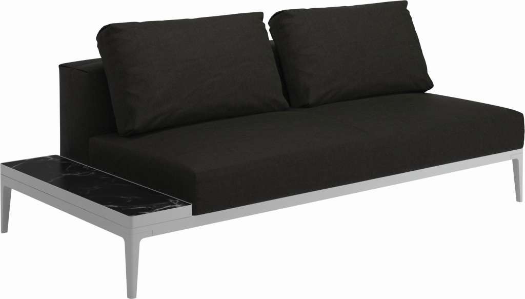 Gloster - Grid Sofa mit Tisch - Tischplatte: Ceramic - Gestell: White - Polster: 0033 - Fife Ebony - outdoor