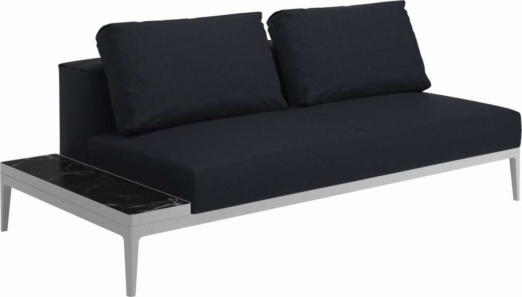 Gloster - Grid Sofa mit Tisch - Tischplatte: Ceramic - Gestell: White - Polster: 0091 - Fife Shadow - outdoor