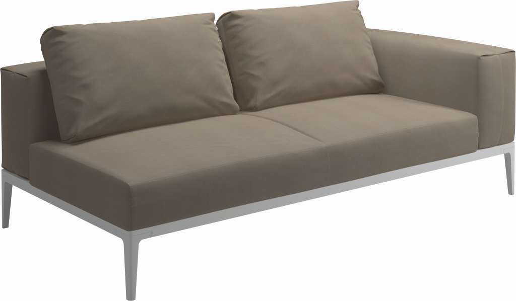 Gloster - Grid Sofa Endmodul - Gestell: Meteor - Polster: 0147 - Blend Sand - outdoor