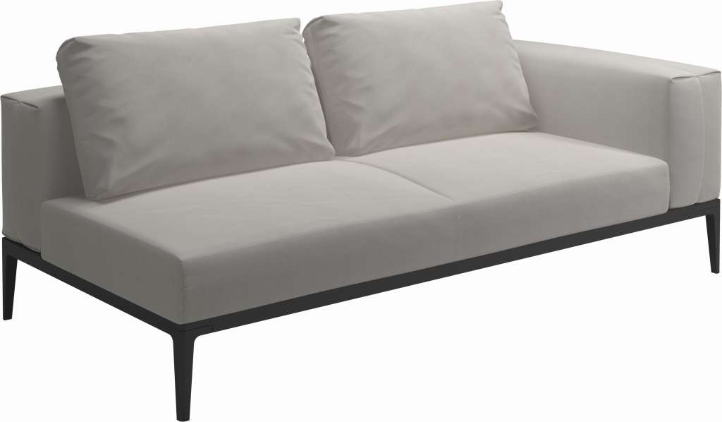 Gloster - Grid Sofa Endmodul - Gestell: Meteor - Polster: 0146 - Blend Linen - outdoor