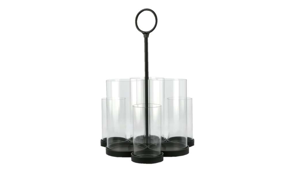 6er Windlicht ¦ schwarz ¦ Glas , MetallØ: 25.8 Dekoration > Laternen & Windlichter - Höffner