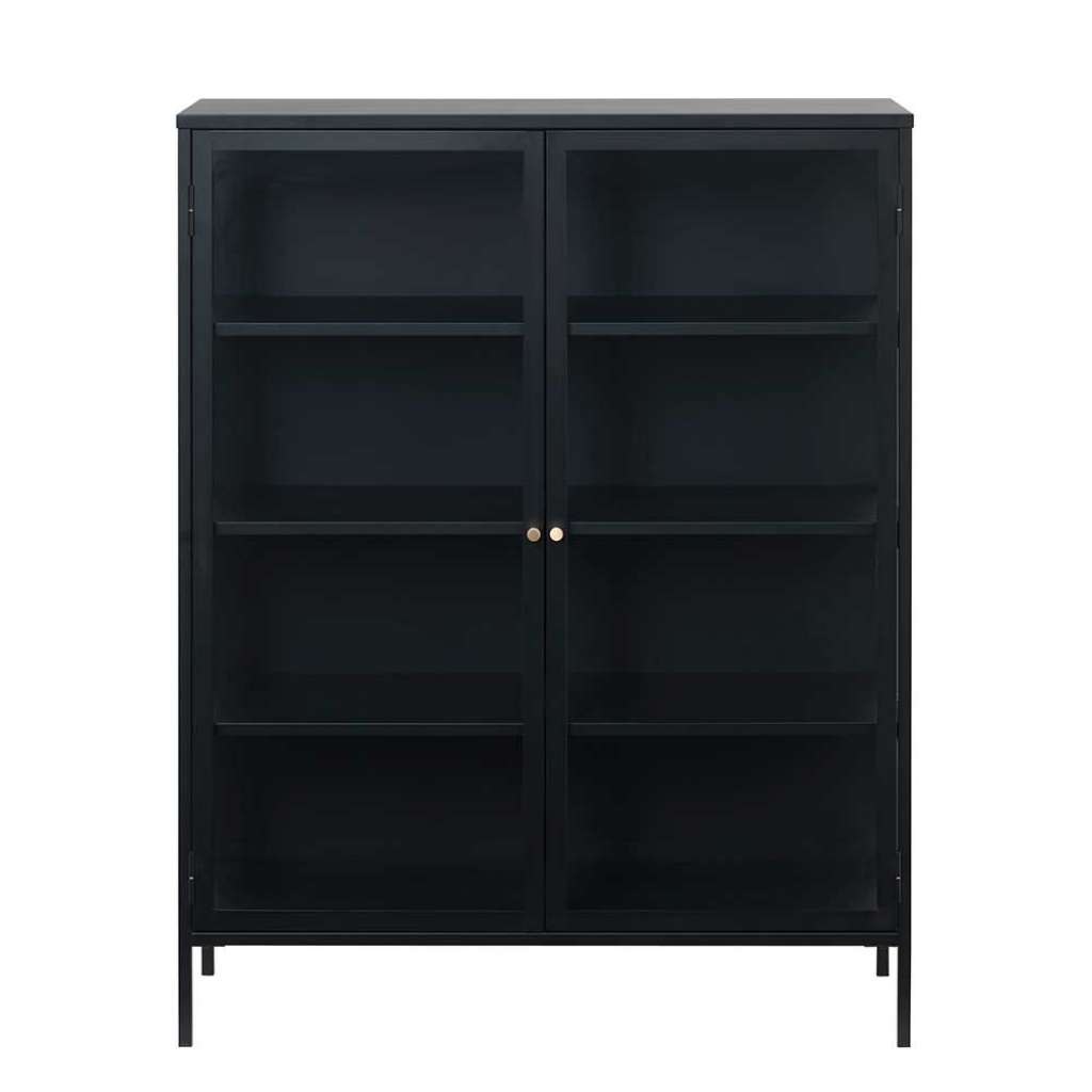 Standvitrine in Schwarz 110 cm breit