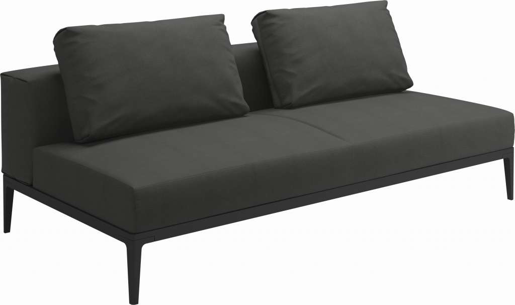 Gloster - Grid Sofa Mittelmodul - Gestell: Meteor - Polster: 0144 - Blend Coal - outdoor