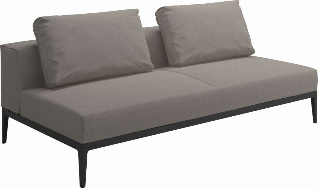 Gloster - Grid Sofa Mittelmodul - Gestell: Meteor - Polster: 0085 - Robben Grey - outdoor