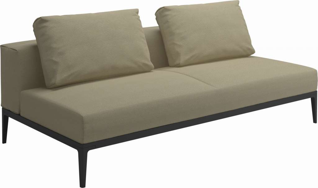 Gloster - Grid Sofa Mittelmodul - Gestell: Meteor - Polster: 0087 - Robben Lichen - outdoor
