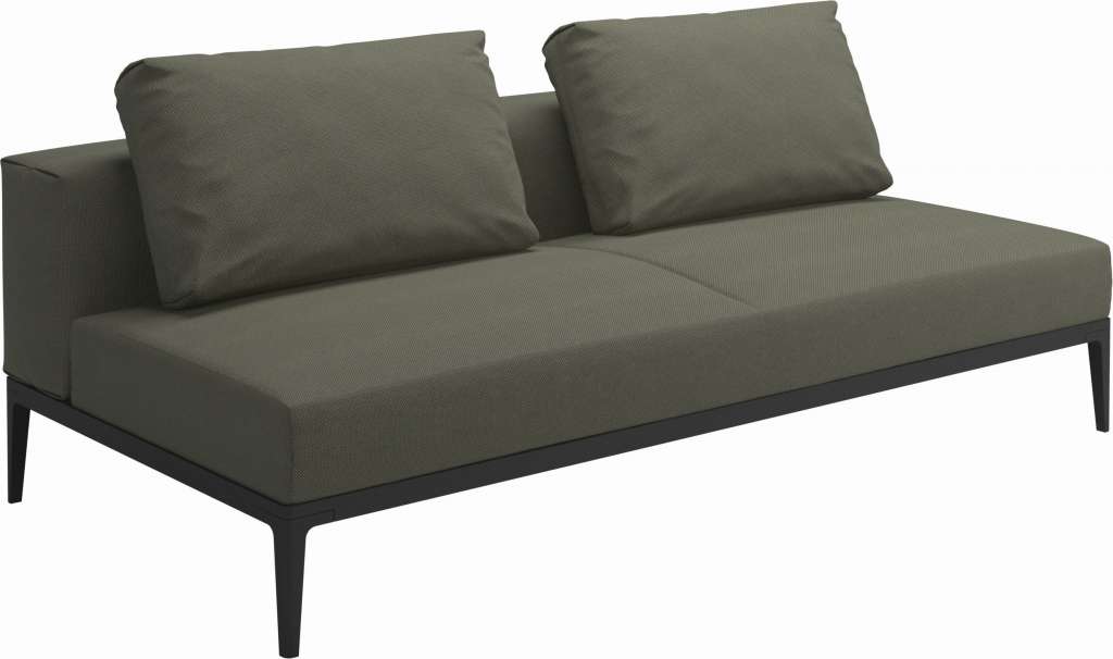 Gloster - Grid Sofa Mittelmodul - Gestell: Meteor - Polster: 0086 - Robben Leaf - outdoor