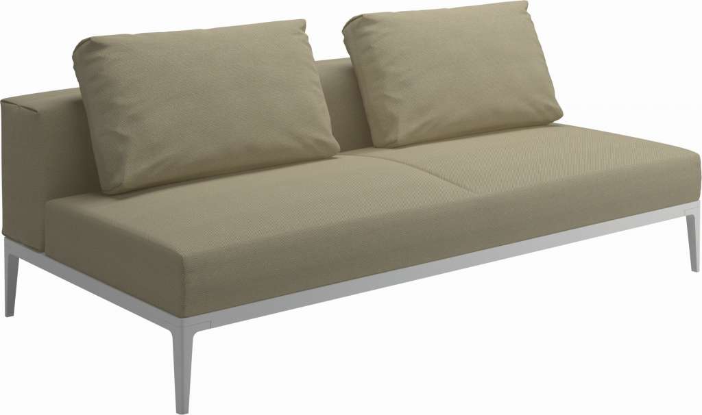 Gloster - Grid Sofa Mittelmodul - Gestell: White - Polster: 0087 - Robben Lichen - outdoor
