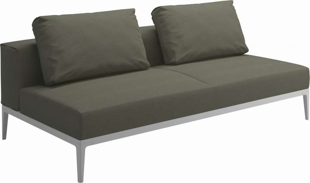 Gloster - Grid Sofa Mittelmodul - Gestell: White - Polster: 0086 - Robben Leaf - outdoor