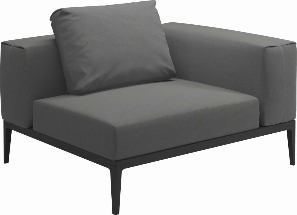 Gloster - Grid Sofa Eckmodul - Gestell: Meteor - Polster: 0145 - Blend Fog - outdoor