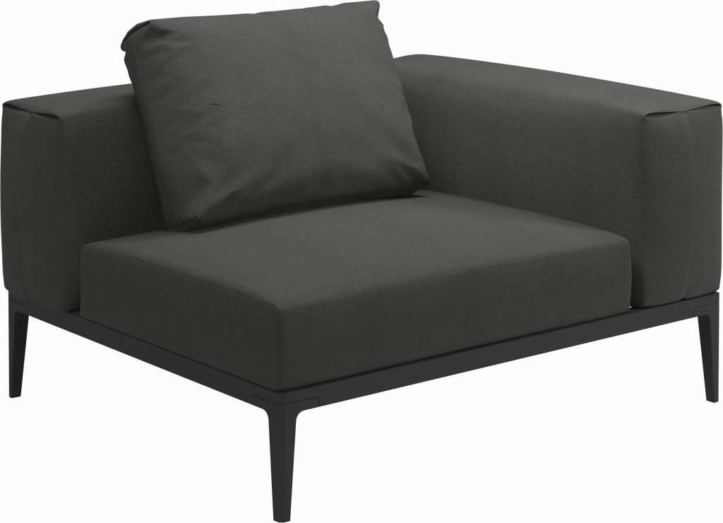 Gloster - Grid Sofa Eckmodul - Gestell: Meteor - Polster: 0144 - Blend Coal - outdoor