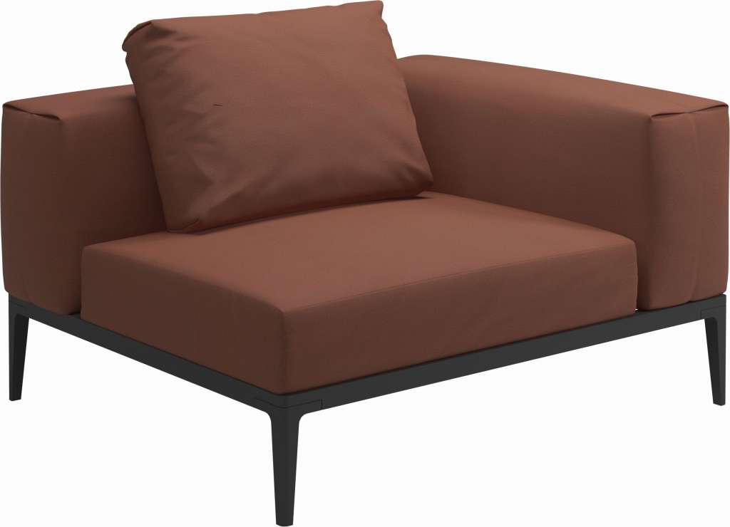 Gloster - Grid Sofa Eckmodul - Gestell: Meteor - Polster: 0143 - Blend Clay - outdoor