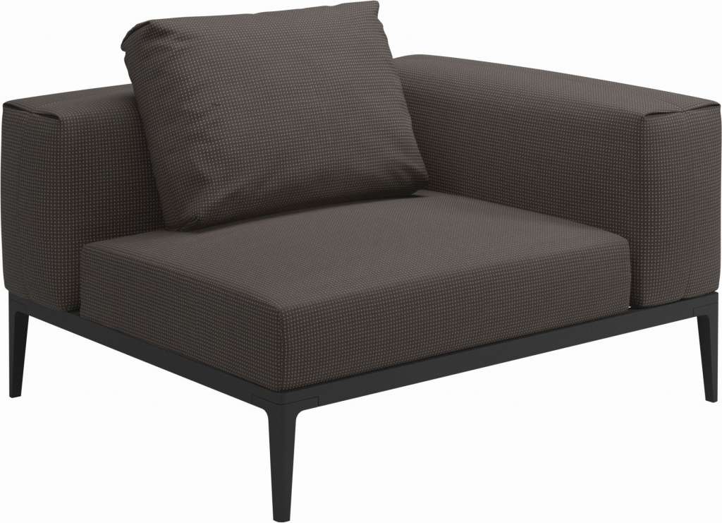 Gloster - Grid Sofa Eckmodul - Gestell: Meteor - Polster: 0086 - Robben Charcoal - outdoor