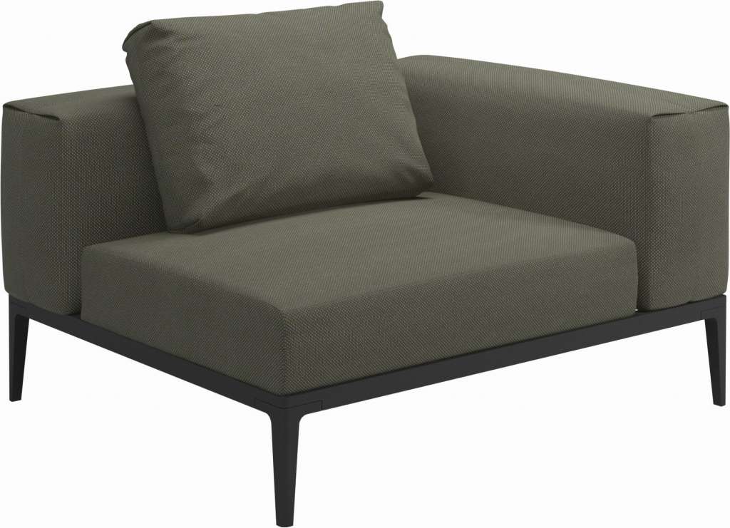 Gloster - Grid Sofa Eckmodul - Gestell: Meteor - Polster: 0086 - Robben Leaf - outdoor