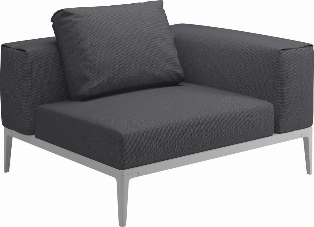 Gloster - Grid Sofa Eckmodul - Gestell: White - Polster: 0001 - Cameron Anthracite - outdoor