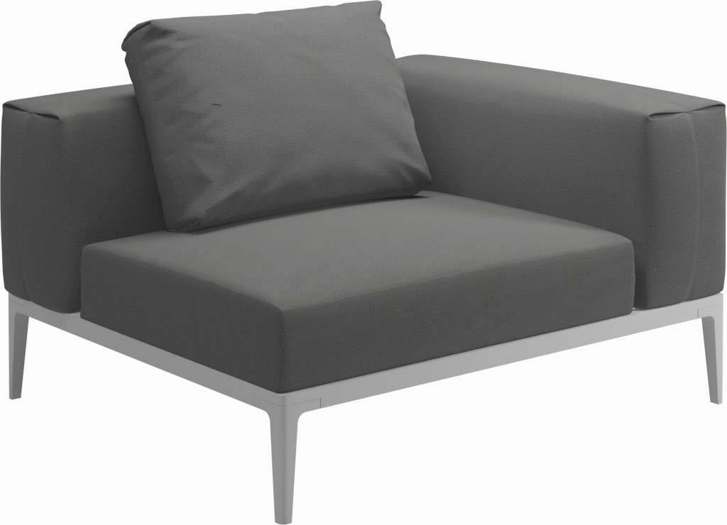 Gloster - Grid Sofa Eckmodul - Gestell: White - Polster: 0145 - Blend Fog - outdoor
