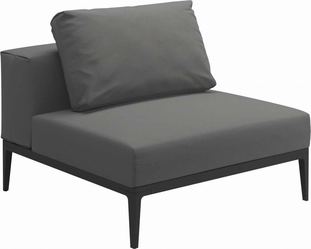 Gloster - Grid Sofa Mittelmodul klein - Gestell: Meteor - Polster: 0145 - Blend Fog - outdoor
