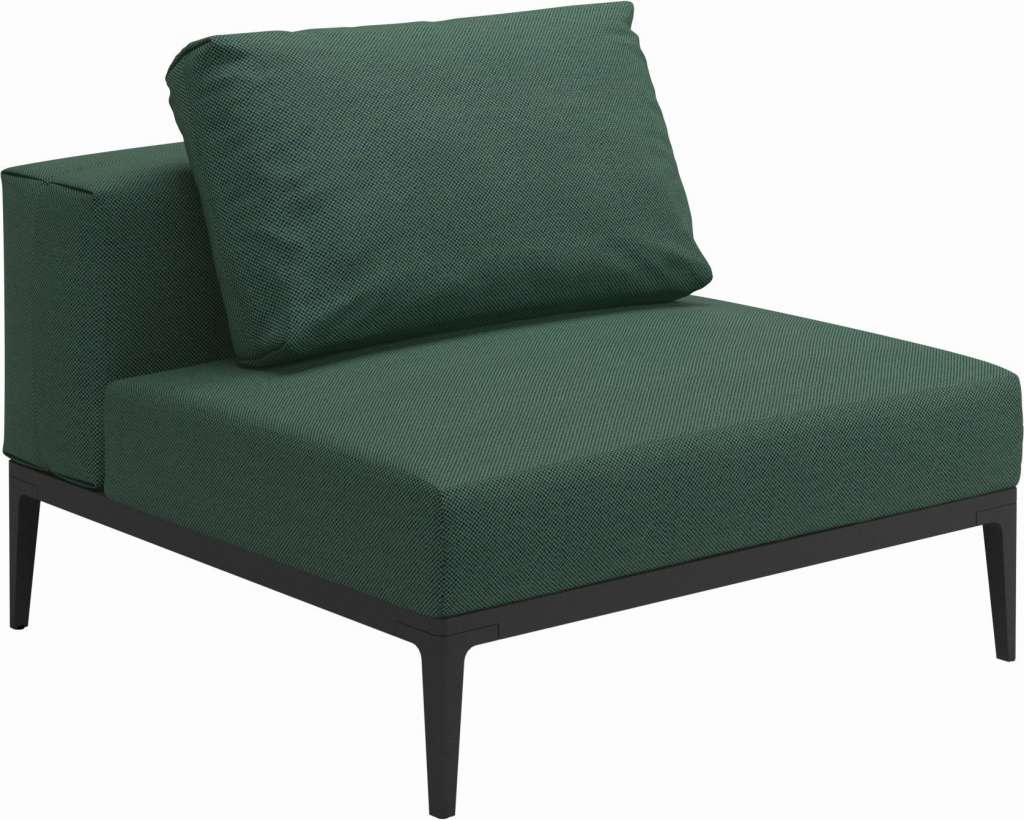 Gloster - Grid Sofa Mittelmodul klein - Gestell: Meteor - Polster: 0084 - Robben Forest - outdoor