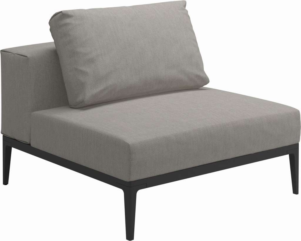 Gloster - Grid Sofa Mittelmodul klein - Gestell: Meteor - Polster: 0035 - Fife Grey - outdoor