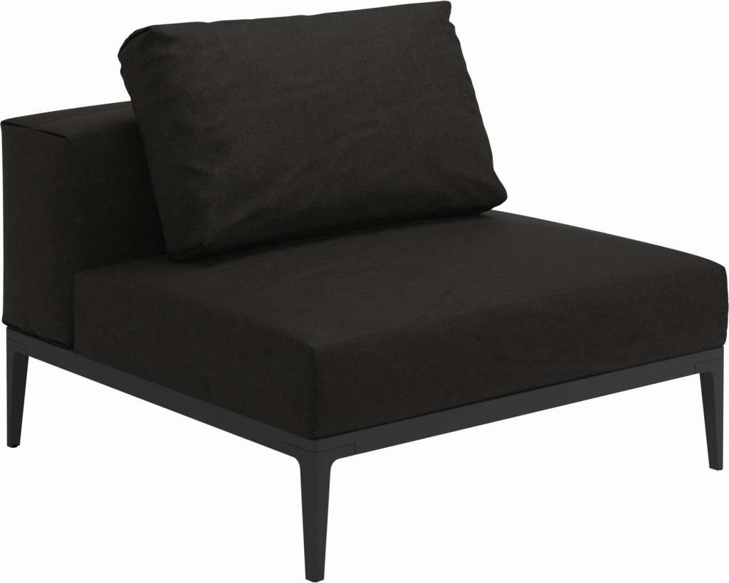 Gloster - Grid Sofa Mittelmodul klein - Gestell: Meteor - Polster: 0033 - Fife Ebony - outdoor