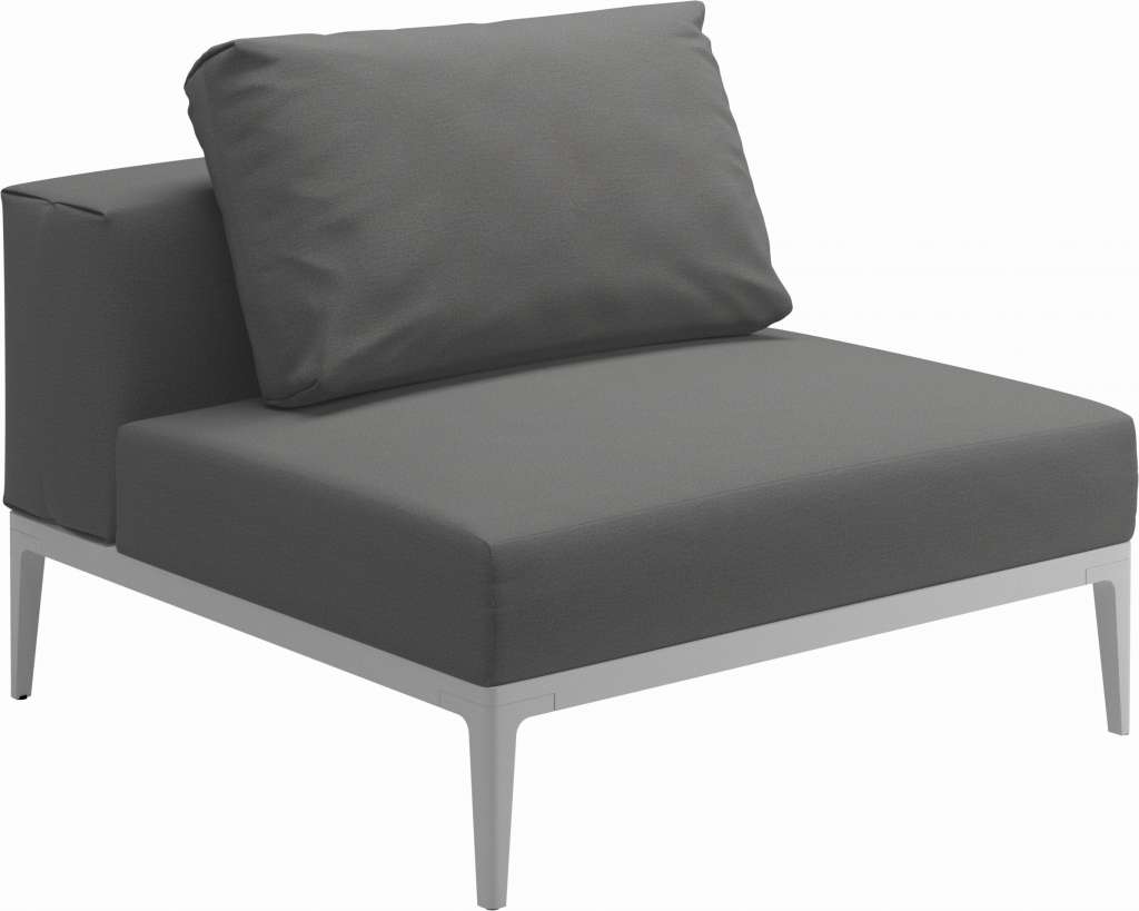 Gloster - Grid Sofa Mittelmodul klein - Gestell: White - Polster: 0145 - Blend Fog - outdoor