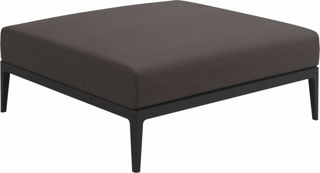 Gloster - Grid Ottomane - Gestell: Meteor - Polster: 0083 - Robben Charcoal - outdoor