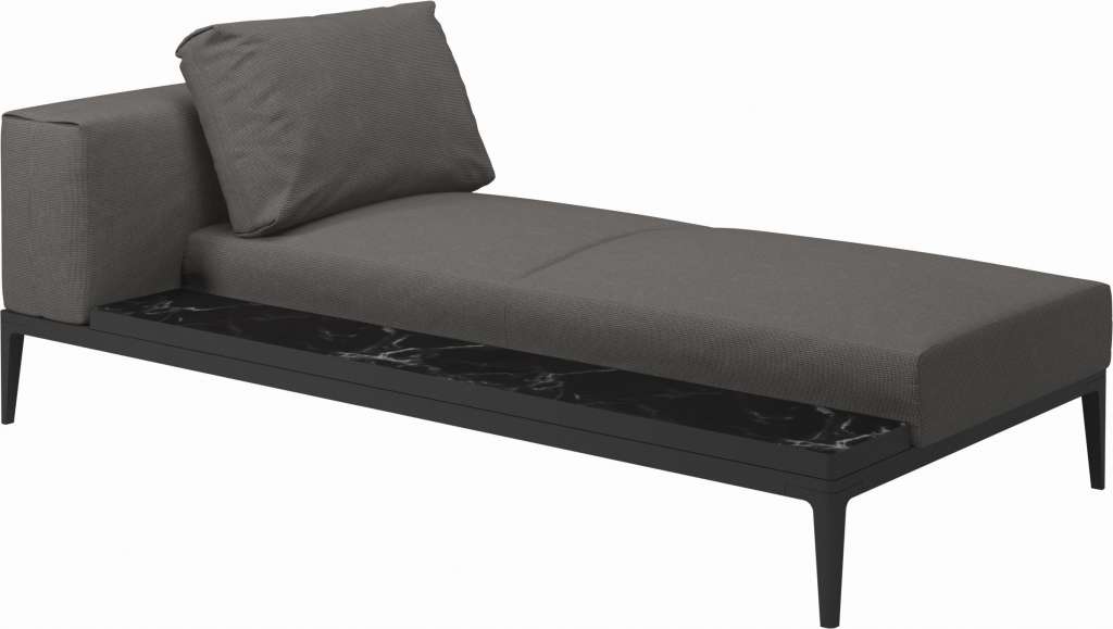 Gloster - Grid Chaiselongue - Tischplatte: Ceramic - Gestell: Meteor - Polster: 0050 - Cameron Granite - outdoor