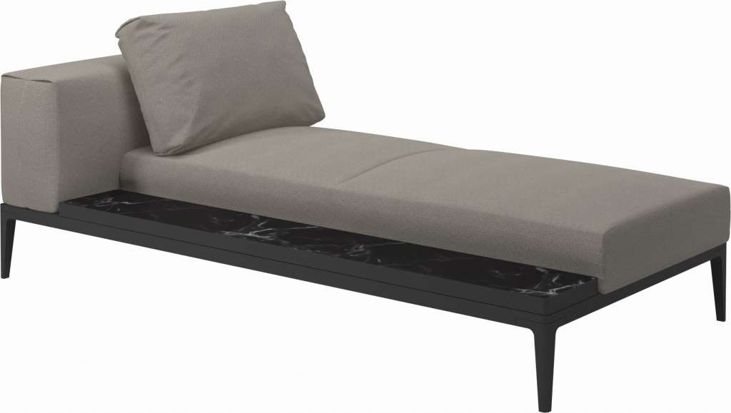 Gloster - Grid Chaiselongue - Tischplatte: Ceramic - Gestell: Meteor - Polster: 0085 - Robben Grey - outdoor