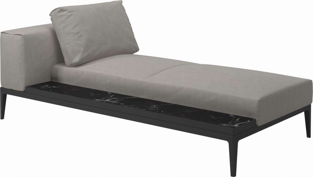 Gloster - Grid Chaiselongue - Tischplatte: Ceramic - Gestell: Meteor - Polster: 0035 - Fife Grey - outdoor