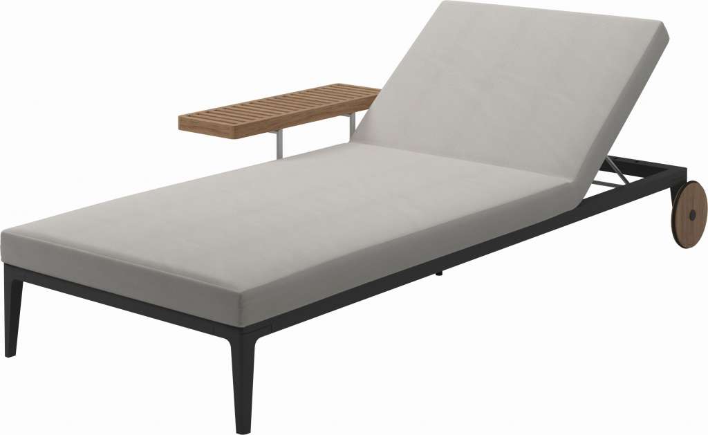 Gloster - Grid Liegestuhl - Gestell: Meteor - Polster: 0146 - Blend Linen - outdoor
