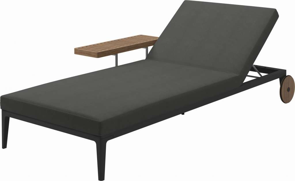 Gloster - Grid Liegestuhl - Gestell: Meteor - Polster: 0144 - Blend Coal - outdoor
