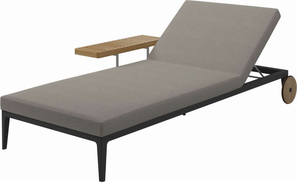 Gloster - Grid Liegestuhl - Gestell: Meteor - Polster: 0085 - Robben Grey - outdoor
