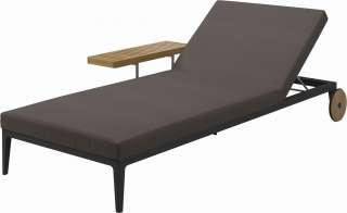 Gloster - Grid Liegestuhl - Gestell: Meteor - Polster: 0083 - Robben Charcoal - outdoor
