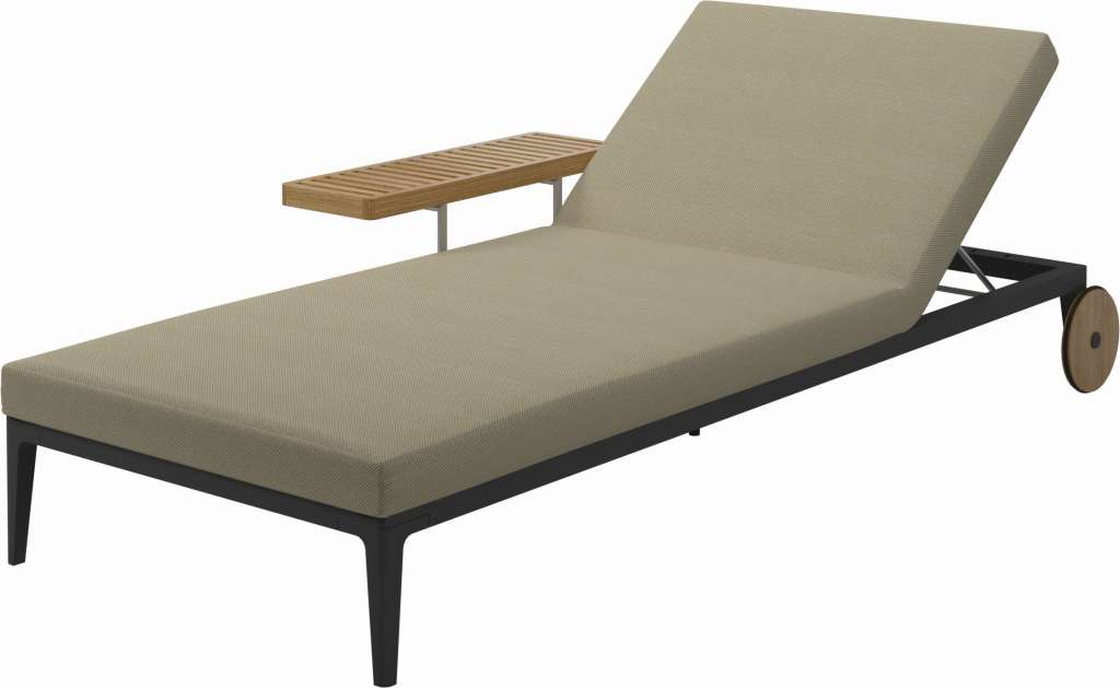 Gloster - Grid Liegestuhl - Gestell: Meteor - Polster: 0087 - Robben Lichen - outdoor