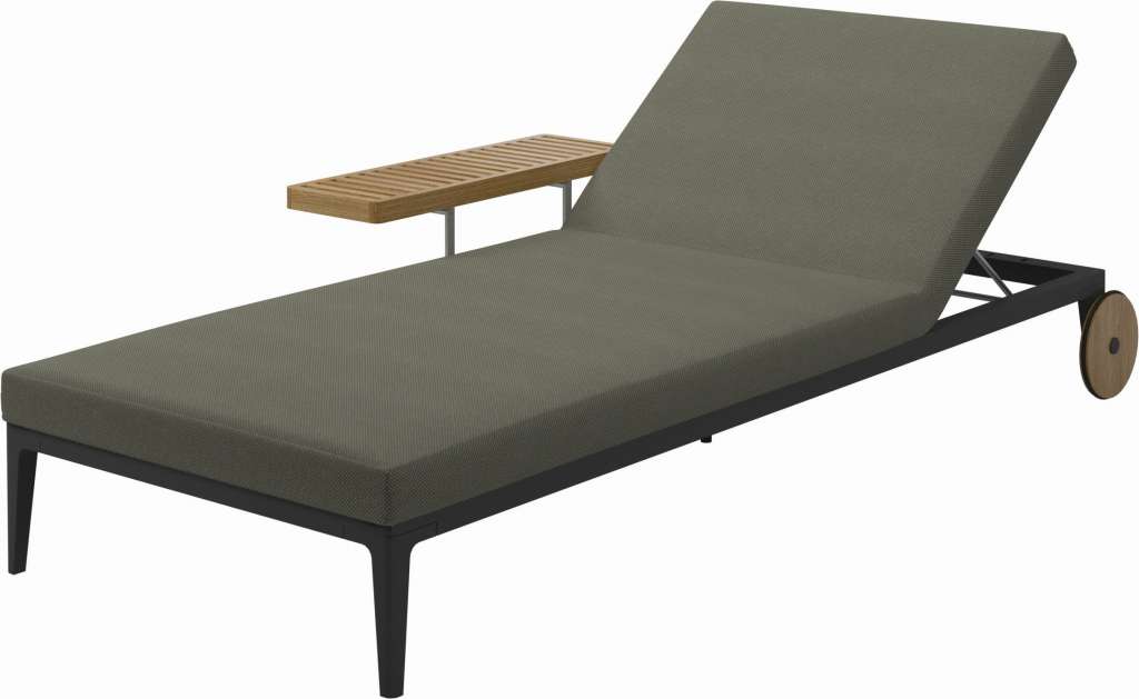 Gloster - Grid Liegestuhl - Gestell: Meteor - Polster: 0086 - Robben Leaf - outdoor