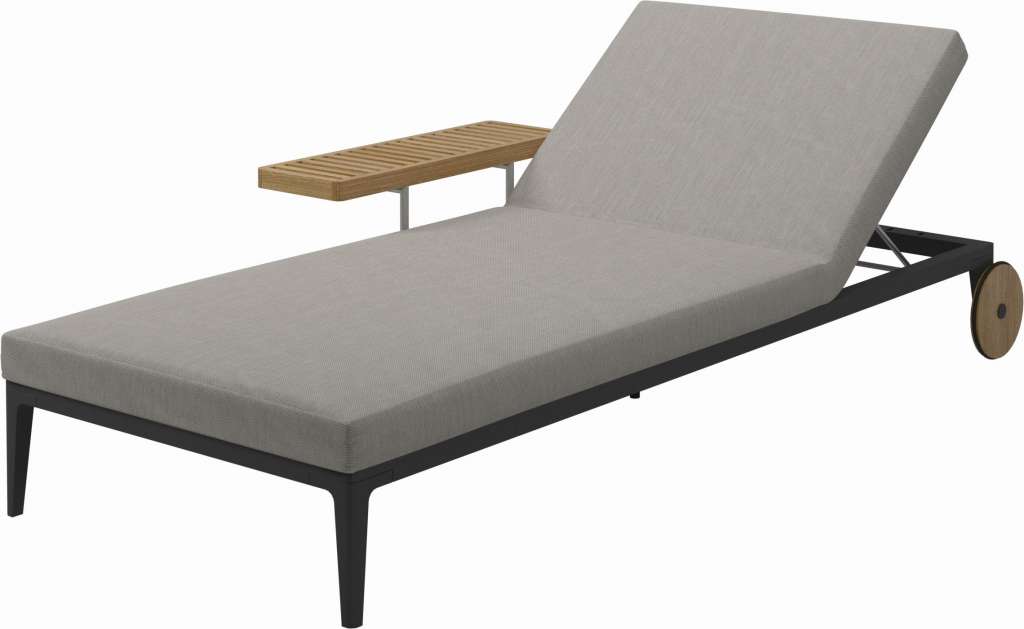 Gloster - Grid Liegestuhl - Gestell: Meteor - Polster: 0035 - Fife Grey - outdoor