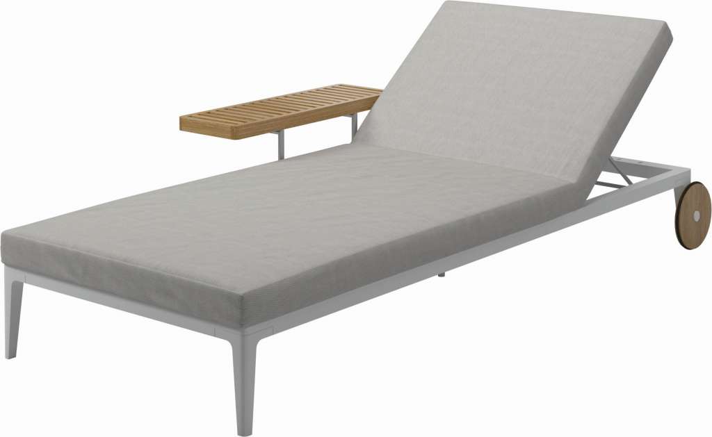 Gloster - Grid Liegestuhl - Gestell: White - Polster: 0090 - Sailing Seagull - outdoor