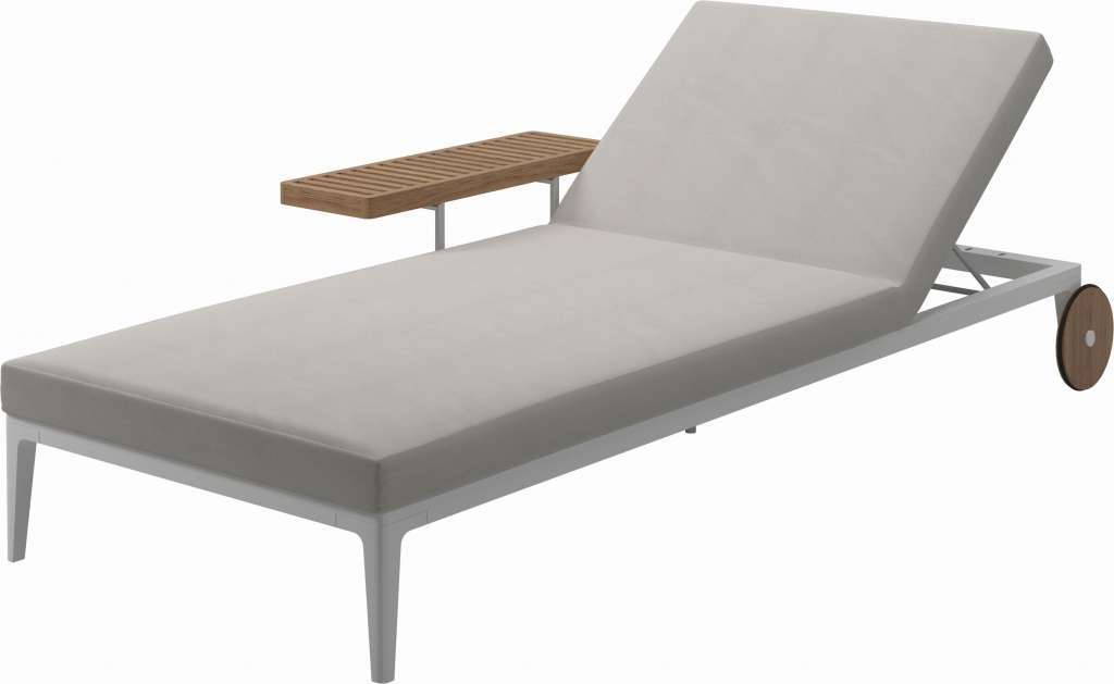 Gloster - Grid Liegestuhl - Gestell: White - Polster: 0146 - Blend Linen - outdoor